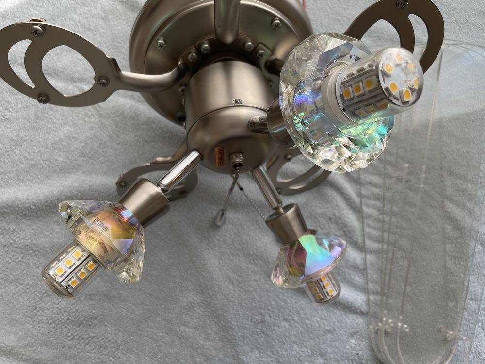 Lampa sufitowa wiatrak 3x G9 kryształowa