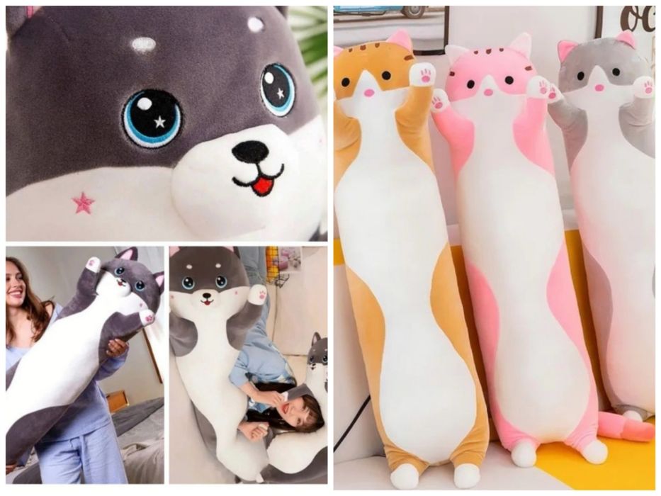 Кіт 70 90 110 130 150 160 см темно сірий іграшка батон игрушка рудий