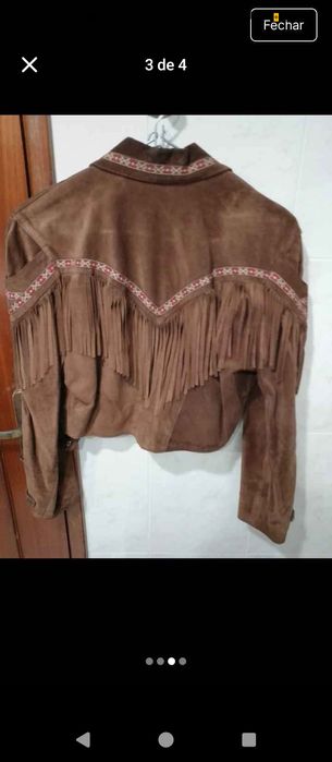 Casaco castanho em camurça, tamanho M