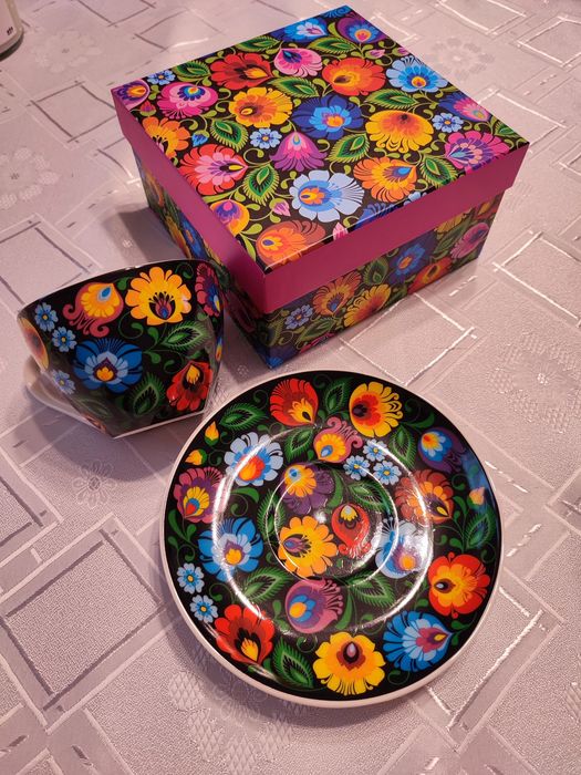 Filiżanka ze spodkiem Łowicz