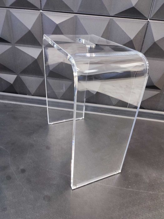 TABORET pleksi classic mini z rączką akryl bezbarwny