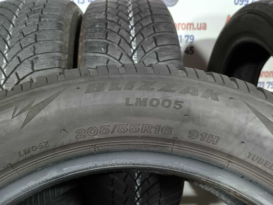 4 шт. 205/55 R16 Bridgestone Blizzak LM005 зимові шини б/у, 6 мм