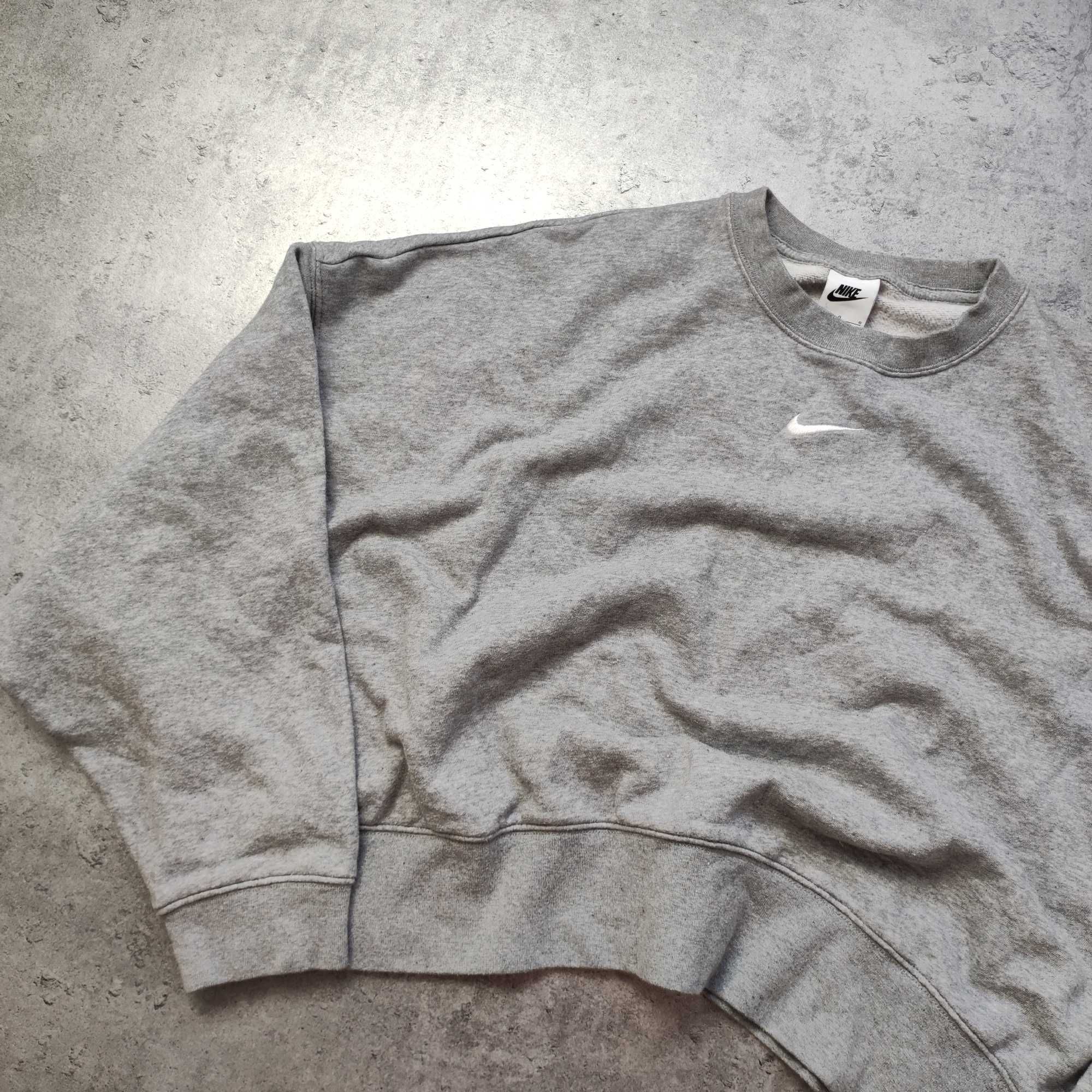 DAMSKA Bluza Krótka CropTop Szeroka Nike Bawełna szara Center Logo