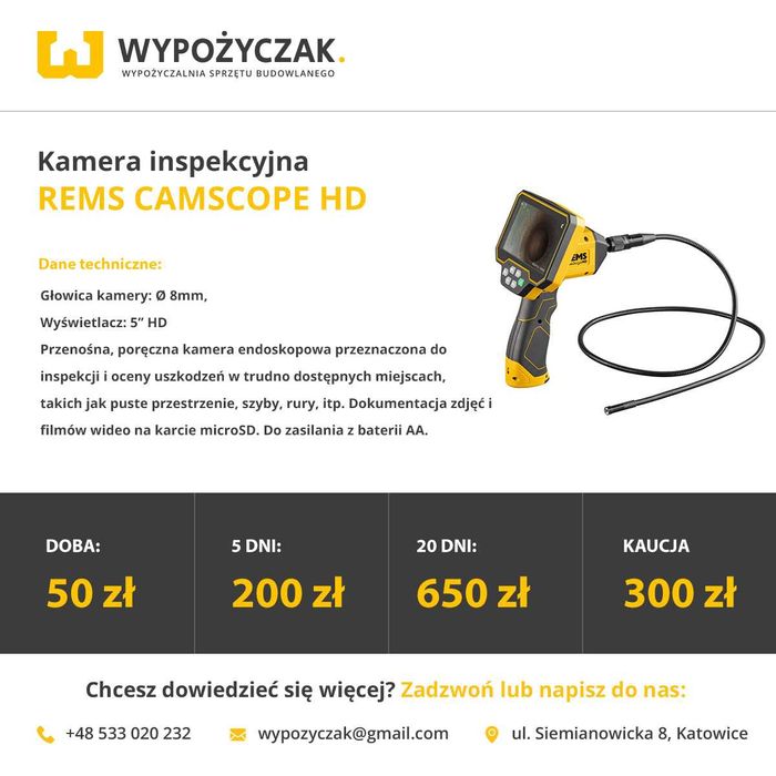 Kamera termowizyjna inspekcyjna niwelator laserowy optyczny - WYNAJEM