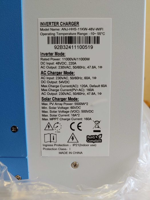 Гібридний інвертор Anenji 11 KW 48V