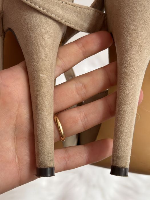 SEASIDE - Sandalias Altas c/ Plataforma Bege em pele de pessego