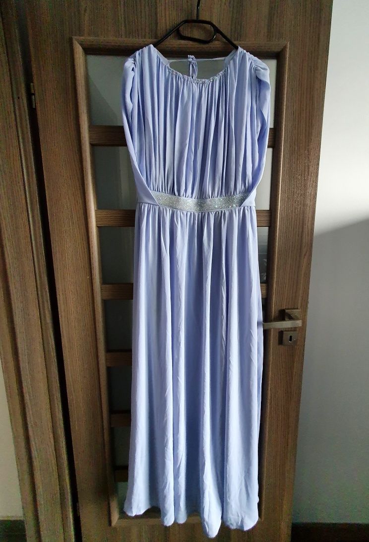 Sukienka bez ramion długa niebieska błękitna ASOS EU 42 UK14