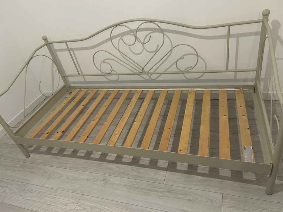 Łóżko młodzieżowe RINGE 90x200 naturalna biel stal