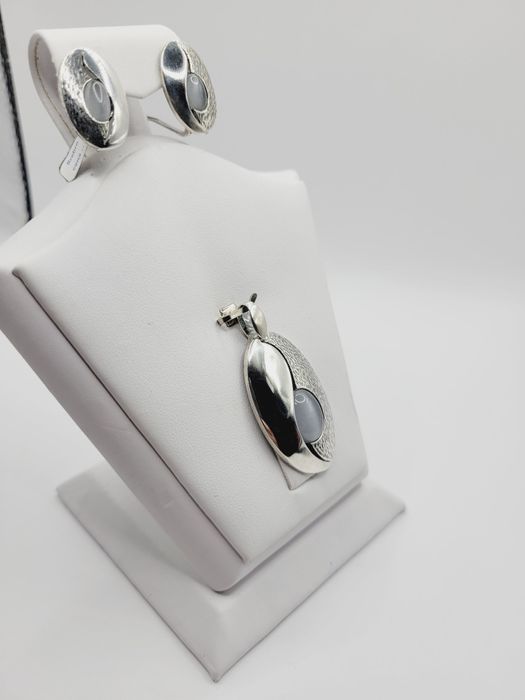 Srebrny komplet opal kocie oko