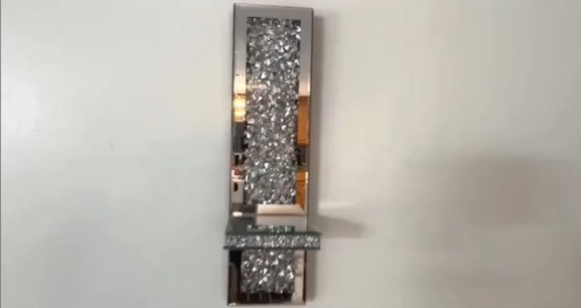 Estantes luxo - prateleira decoração com espelho e cristais diamantes