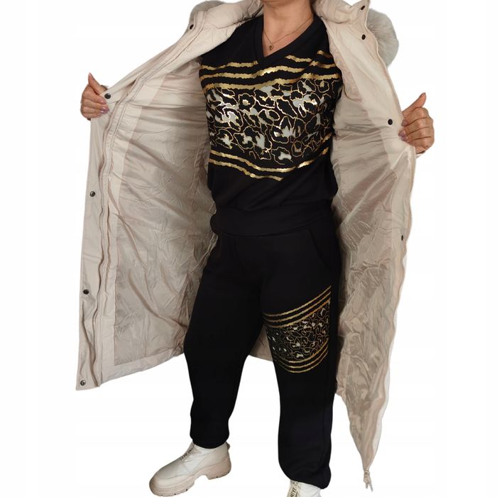 Kurtka płaszcz damski profilowany ciepły kolor beżowy z kapturem , XL