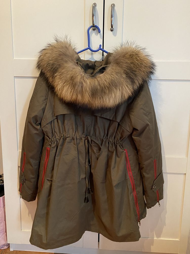 Kurtka parka jenot kaptur khaki S