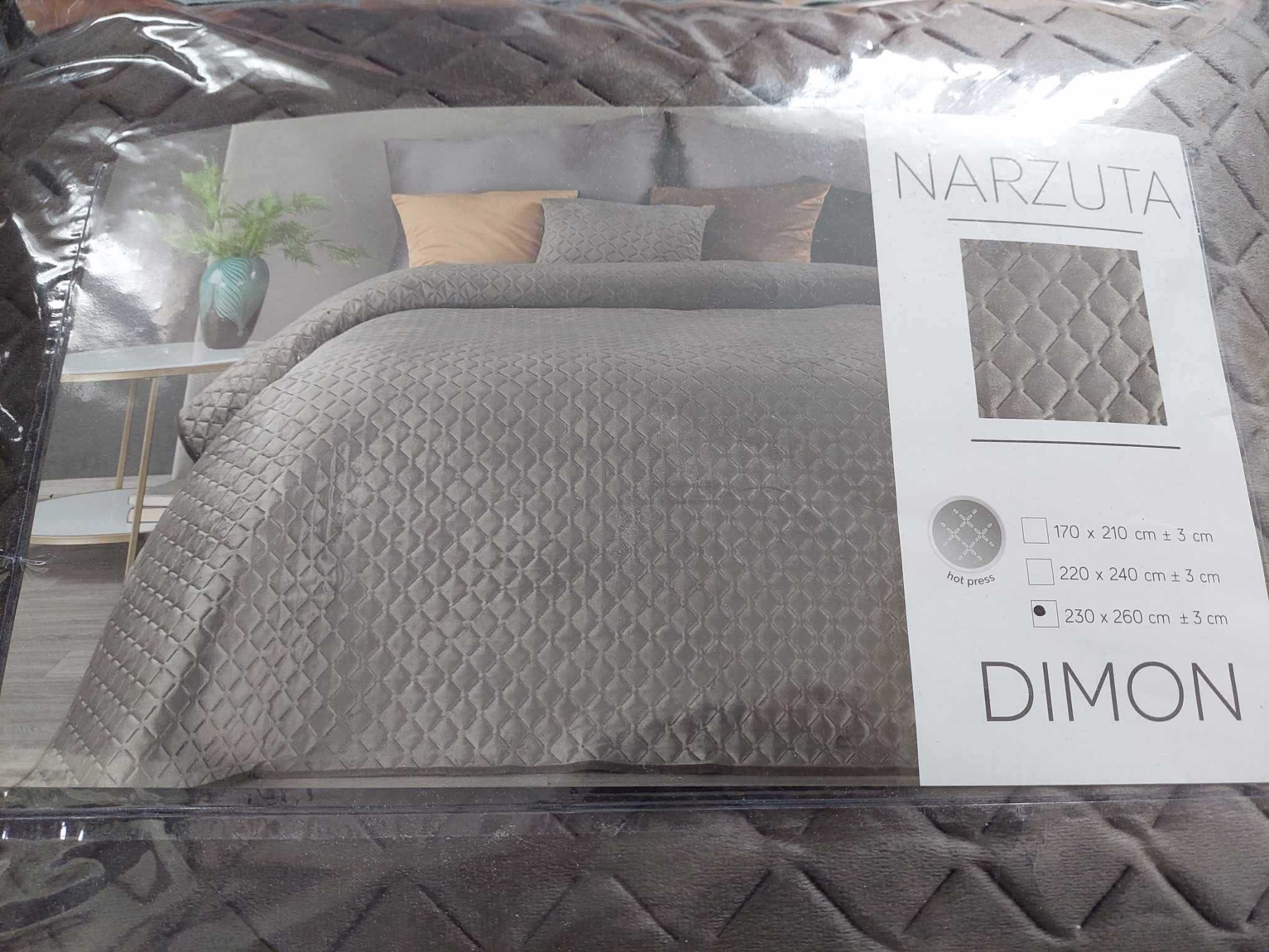 Narzuta 230x260 Dimon beżowa welwetowa szara