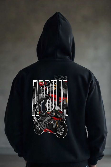 Męska Czarna Bluza M Motocykl Aprilia RSV4