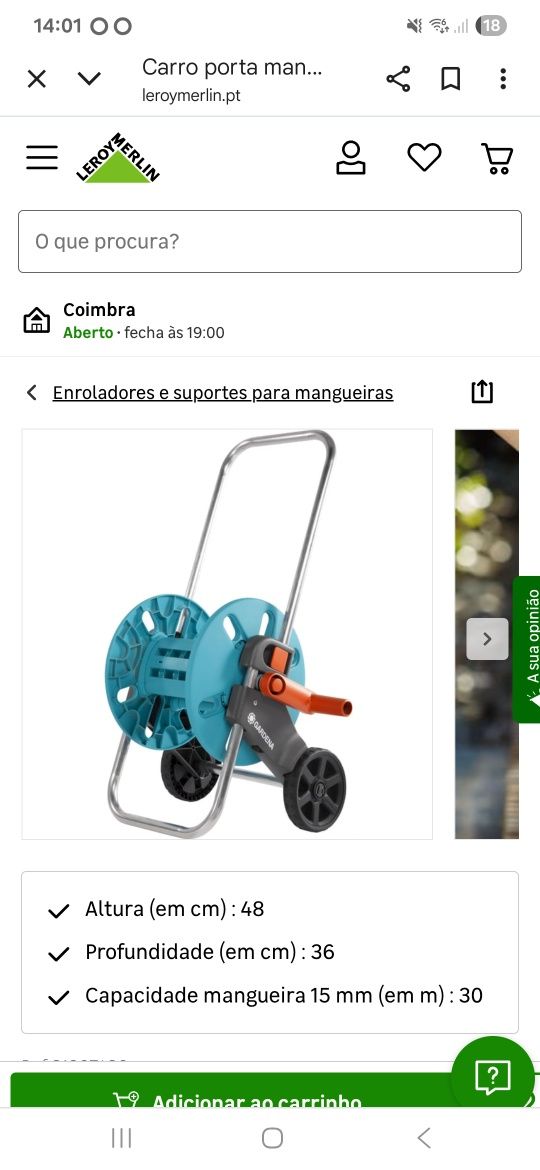 Errolador e suporte para mangueira como novo
