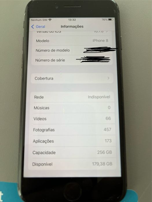 Iphone 8 256GB desbloqueado - bateria nova a 100%
