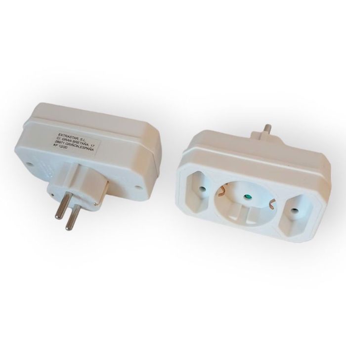 płaski adapter na 3 wtyczki 3500w 16a biały 2szt.