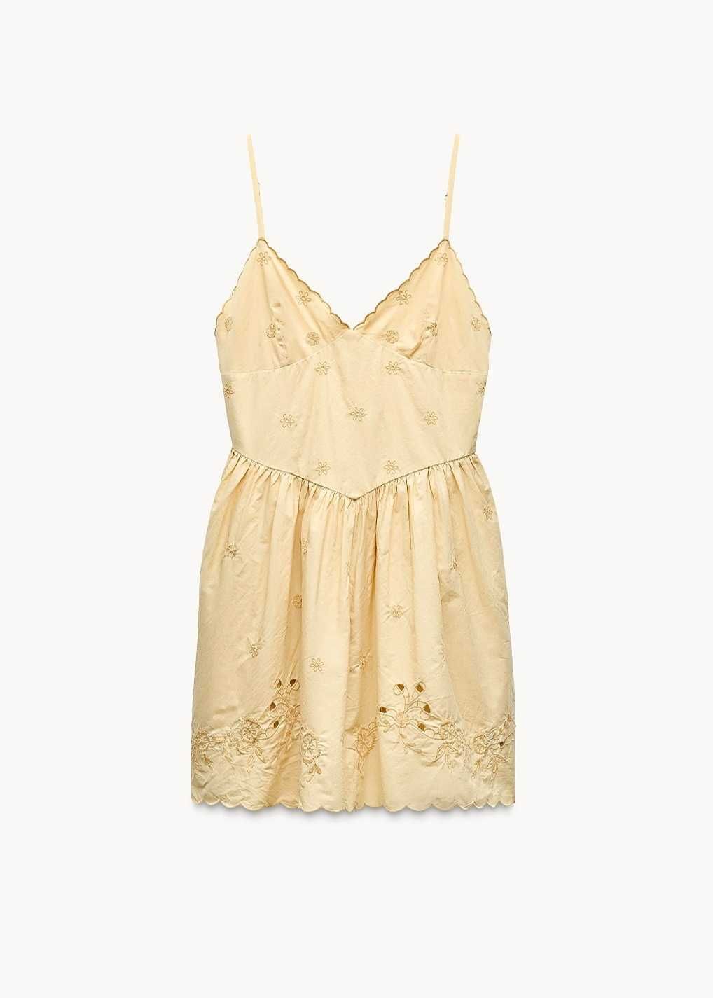 Сукня XS S M Zara з ажурною вишивкою поплінова легка нова колекція