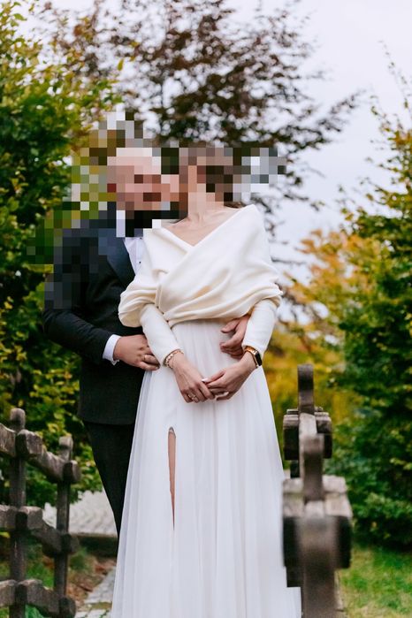 Suknia ślubna 36 38 boho rustykalny etola welon ecru