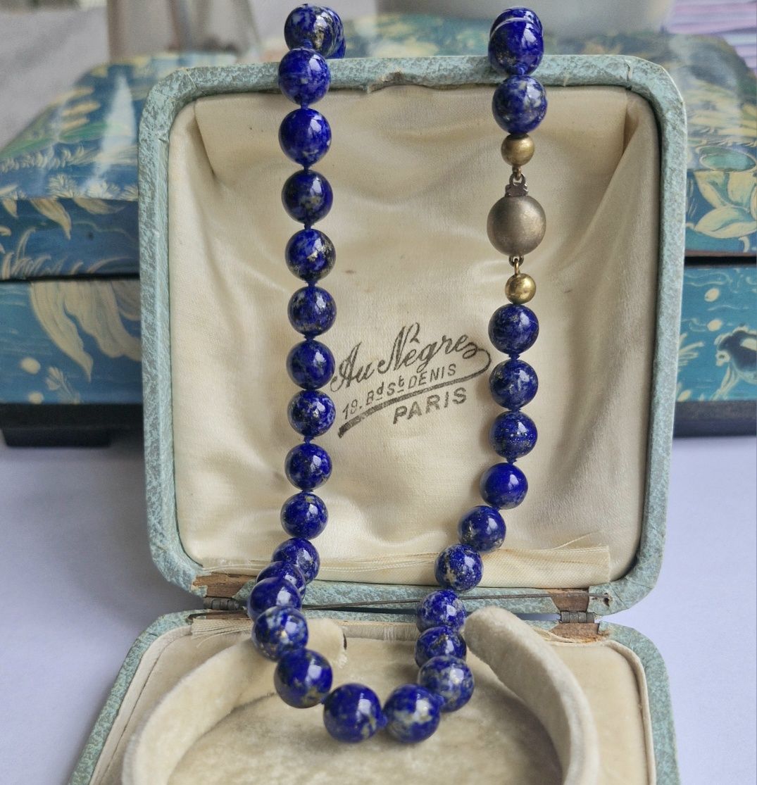 Retro naszyjnik lapis lazuli srebro 925 JKa 45 cm