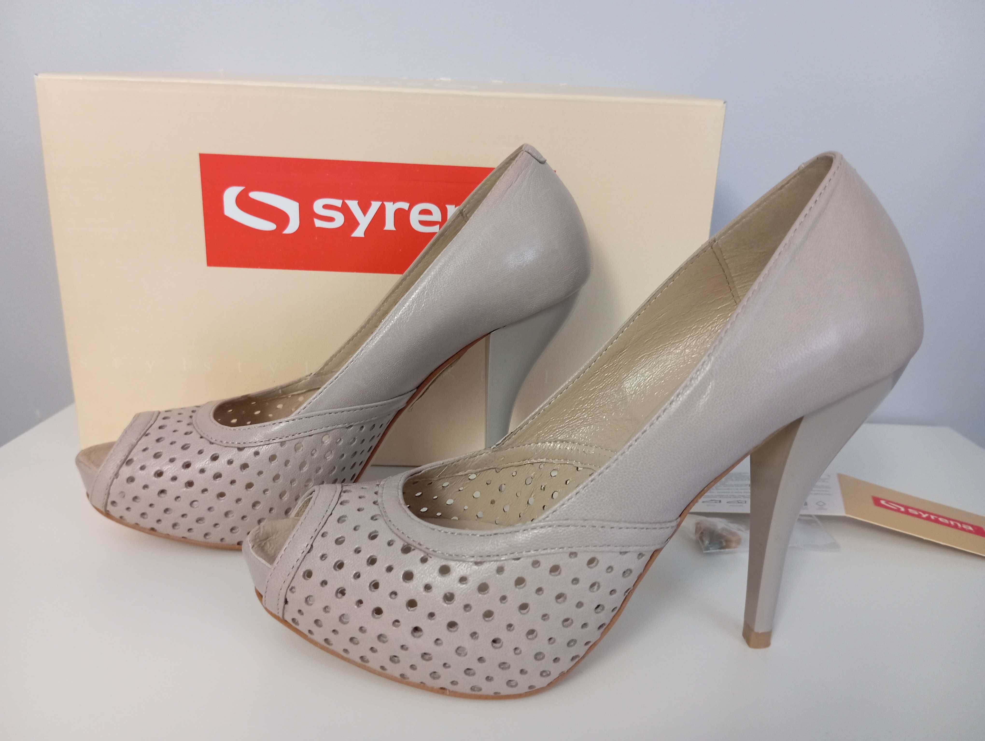Szpilki damskie buty 37 syrena beżowe jak nowe