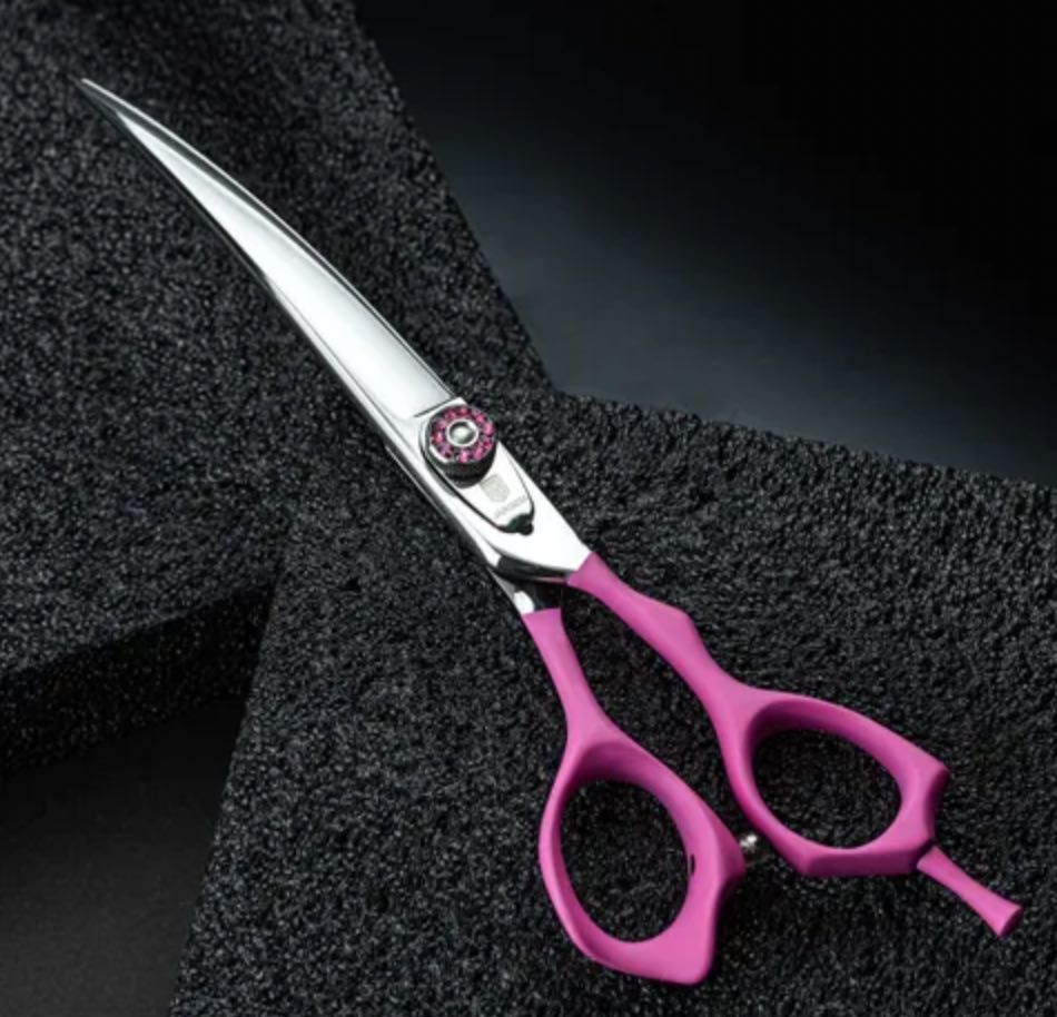 nożyczki groomerskie fryzjerskie Jargem Pink Curved Scissors
