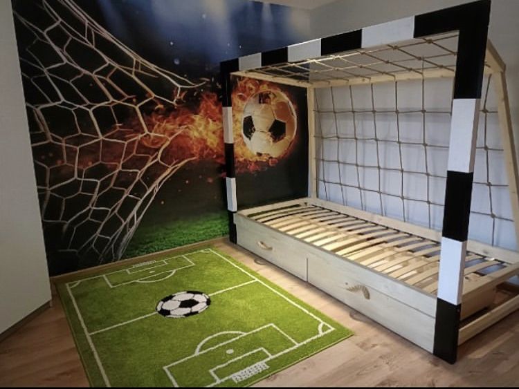 Łóżko bramka piłkarska, łóżko domek, piłka nożna