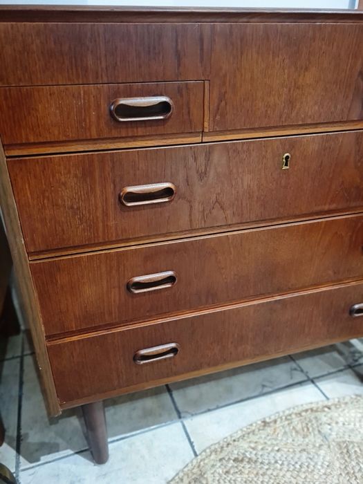 Toaletka tekowa ,komoda z szufladami,duński design,Dania lata 60,mid-c