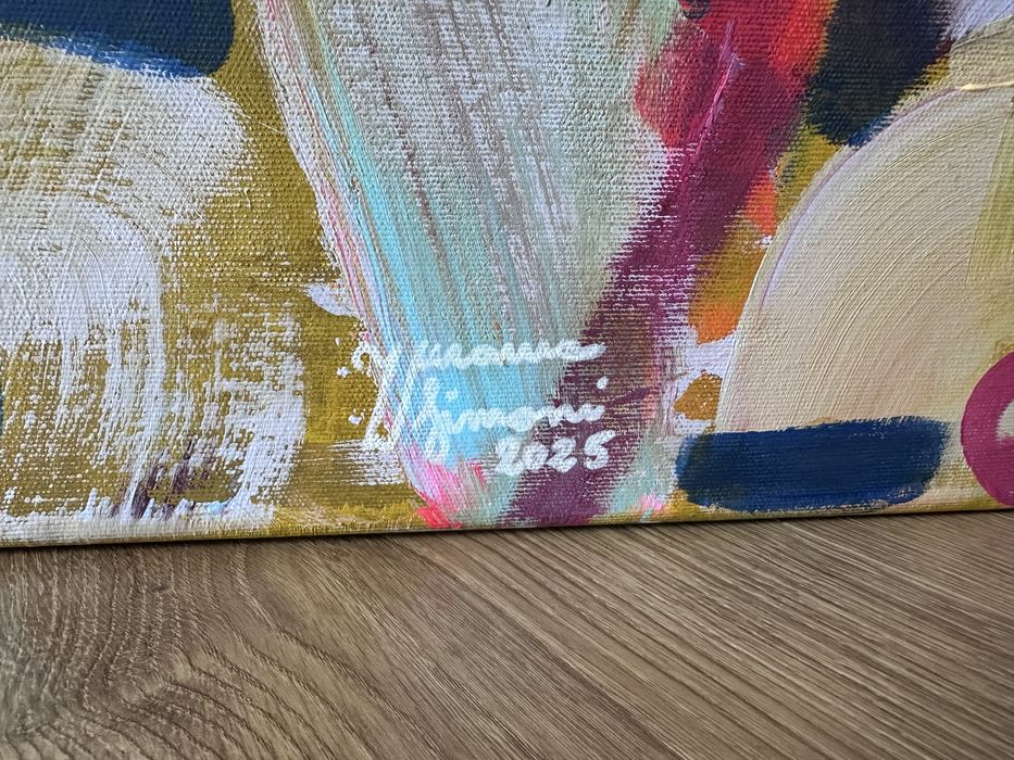 Obraz „Spotkanie” oryginalny akryl kolorowy nowoczesny duży 120x100