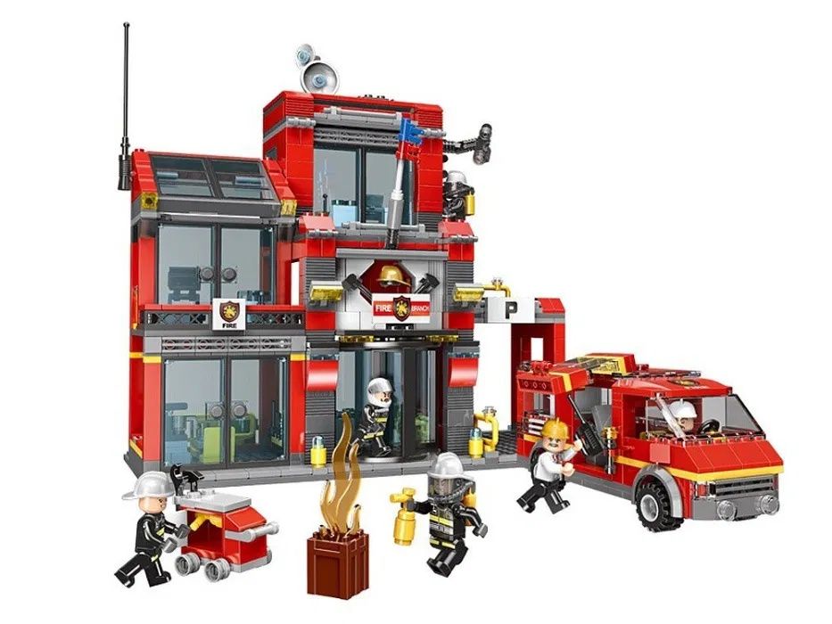 Klocki Straż Pożarna remiza +1245ele Kompatybilne z lego strażak sam