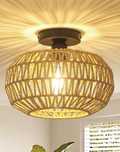 Lampa sufitowa Stepeak Rattan do salonu, lampa sufitowa Vintage Boho z