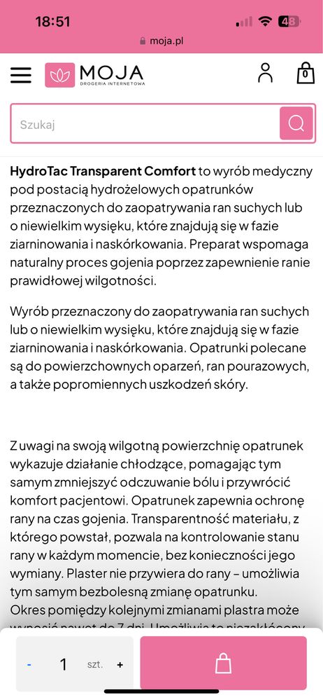 Hartmann hydroTac opatrunek na rany