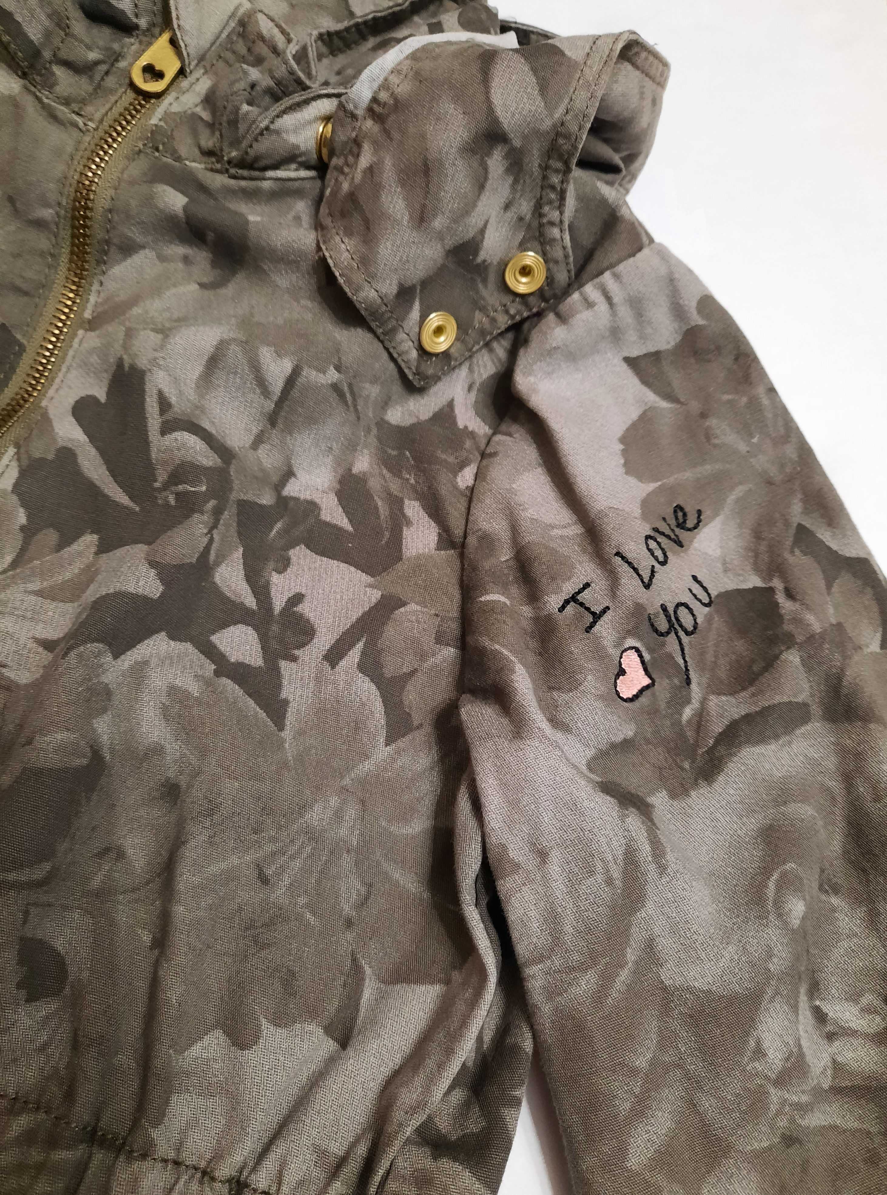 Bawełniana parka kurtka przejściowa przejściówka H&M roz 122