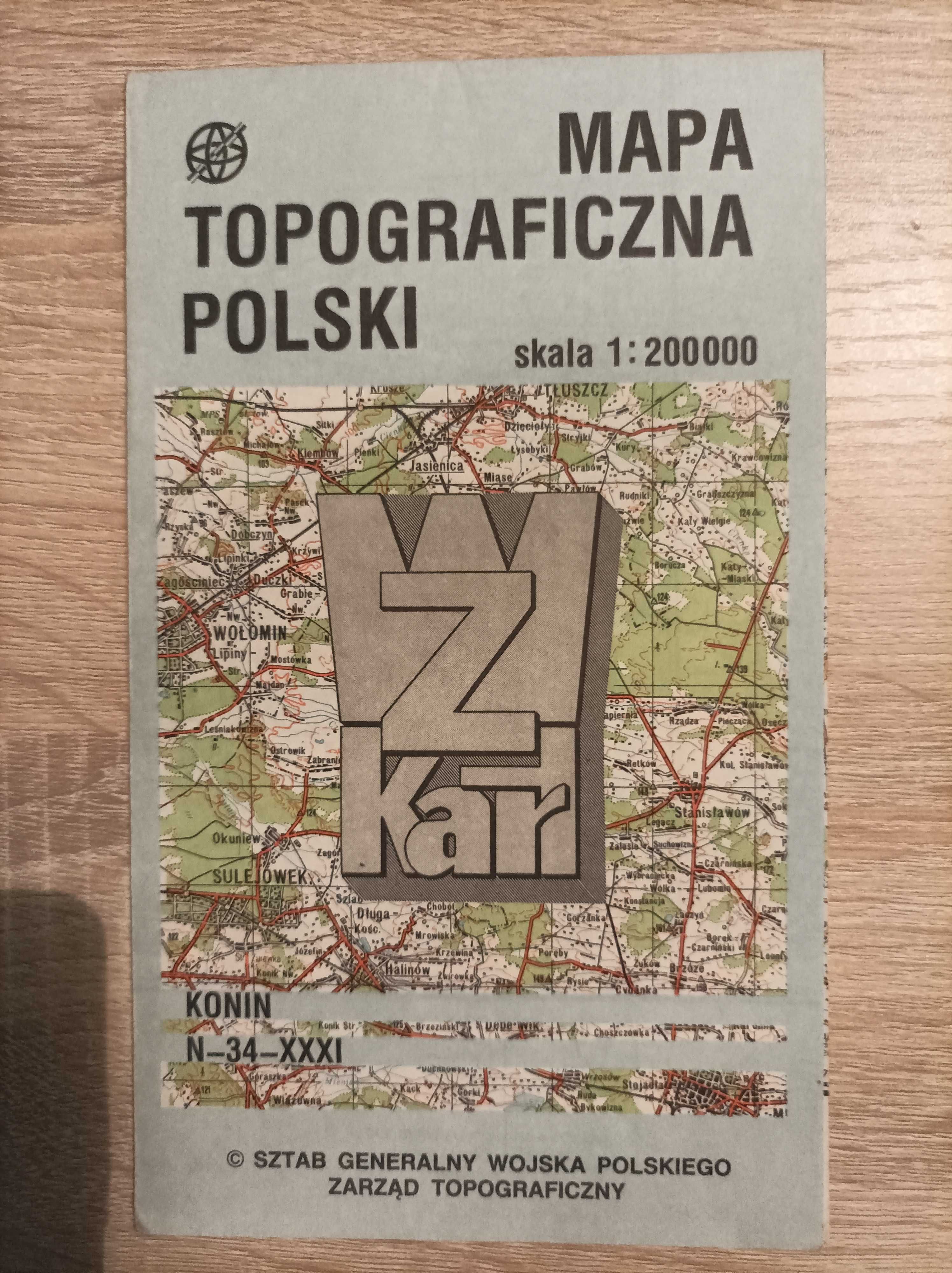 Mapa Topograficzna Polski - Konin
