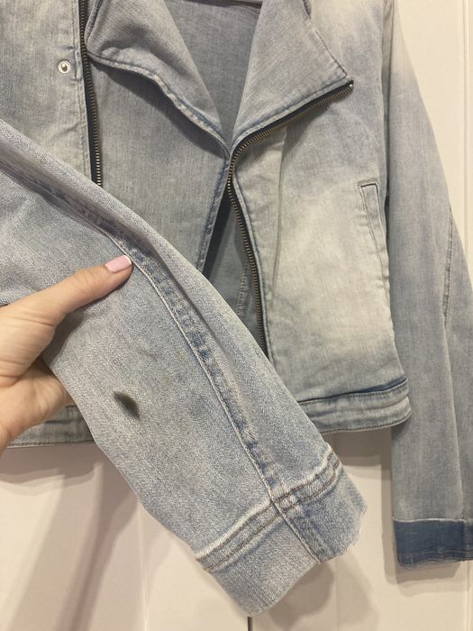 Kurtka jeansowa ramoneska krótka h&m