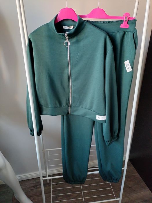 Hit ! Set wiskoza masełko naszywki  butelkowa zieleń uni S-XL