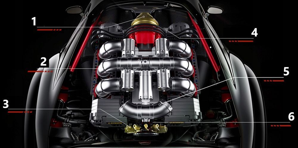 Klocki 2375 el. Flat-six boxer silnik konstrukcja Mould King 10181