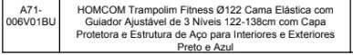 HOMCOM Trampolim Fitness Ø122 Cama Elástica com Guiador Ajustável