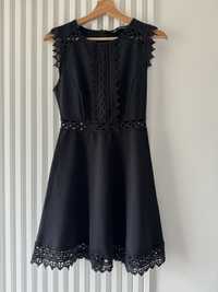 Zara czarna sukienka z gipiurą