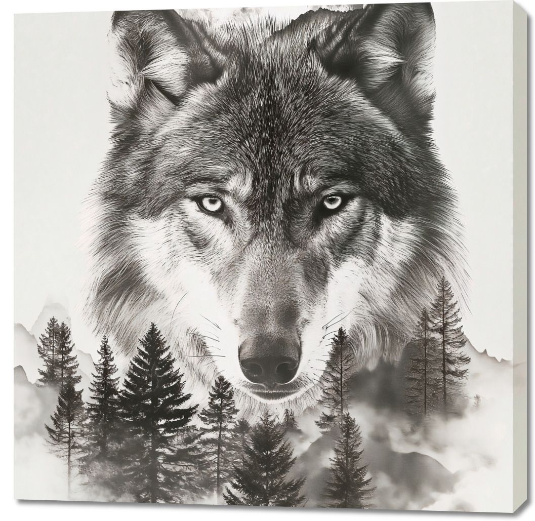 Obraz 100x100cm Wilczy Duch Lasu