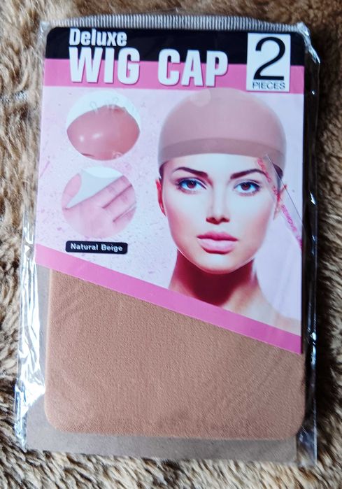 Peruca nova comprida lisa com 2 toucas