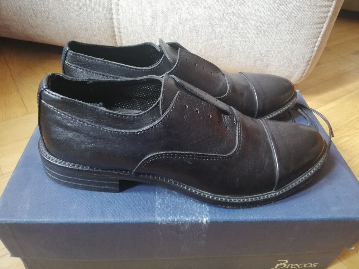 Buty skóra Italy 39 eleganckie wesele komunia mokasyny do garnituru