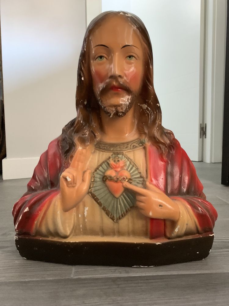 "Busto de Cerâmica Vintage de Jesus