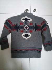 Ocieplany sweter TU rozm. 92 - 98 styl BOHO rozpinany z futerkiem