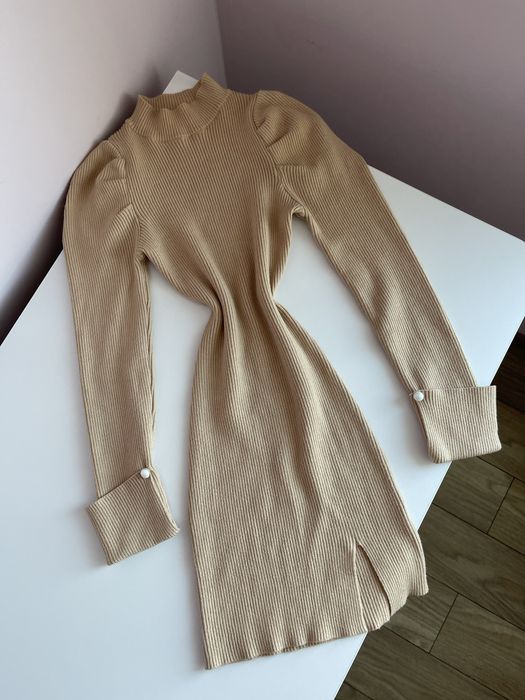 shein сукня з рукавами-фанаріками і розрізом на ніжці