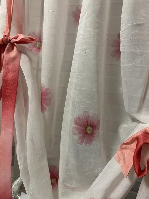 Firanki firany różowe w kwiatki