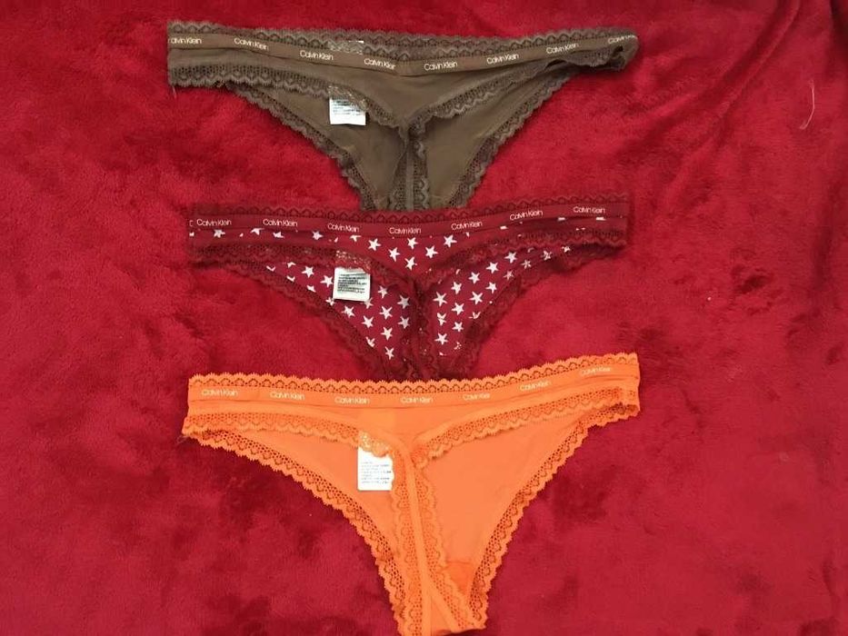CALVIN KLEIN zestaw 3x stringi damskie nowe oryginał rozmiar S