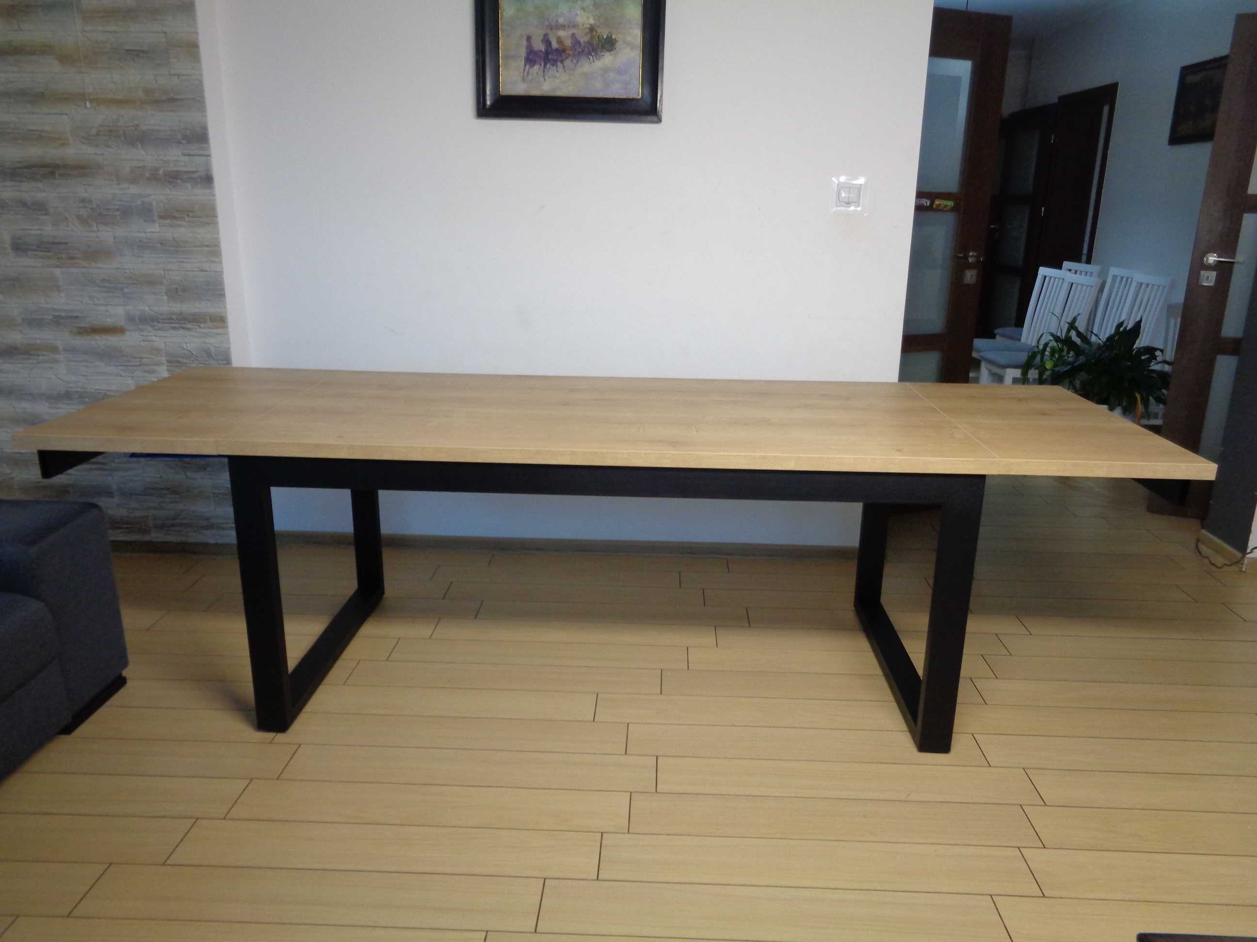 ROZKŁADANY Stół LOFT industrialny 180x90+2x45 Dostawki Ramka  EGGER