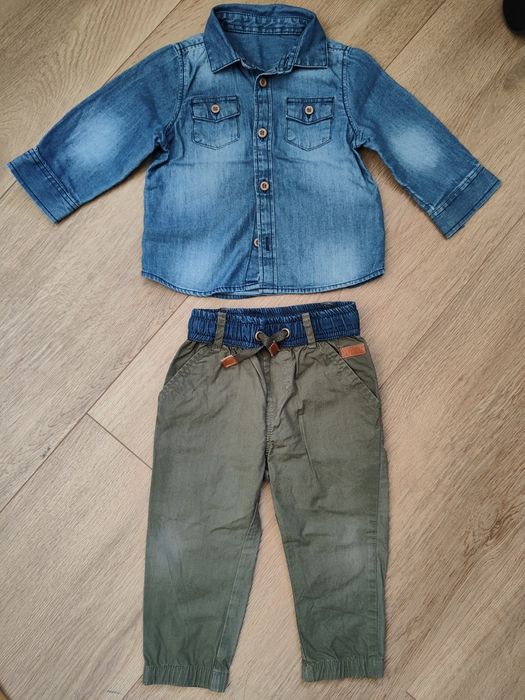 Koszula jeansowa + spodnie rozm. 74 /80