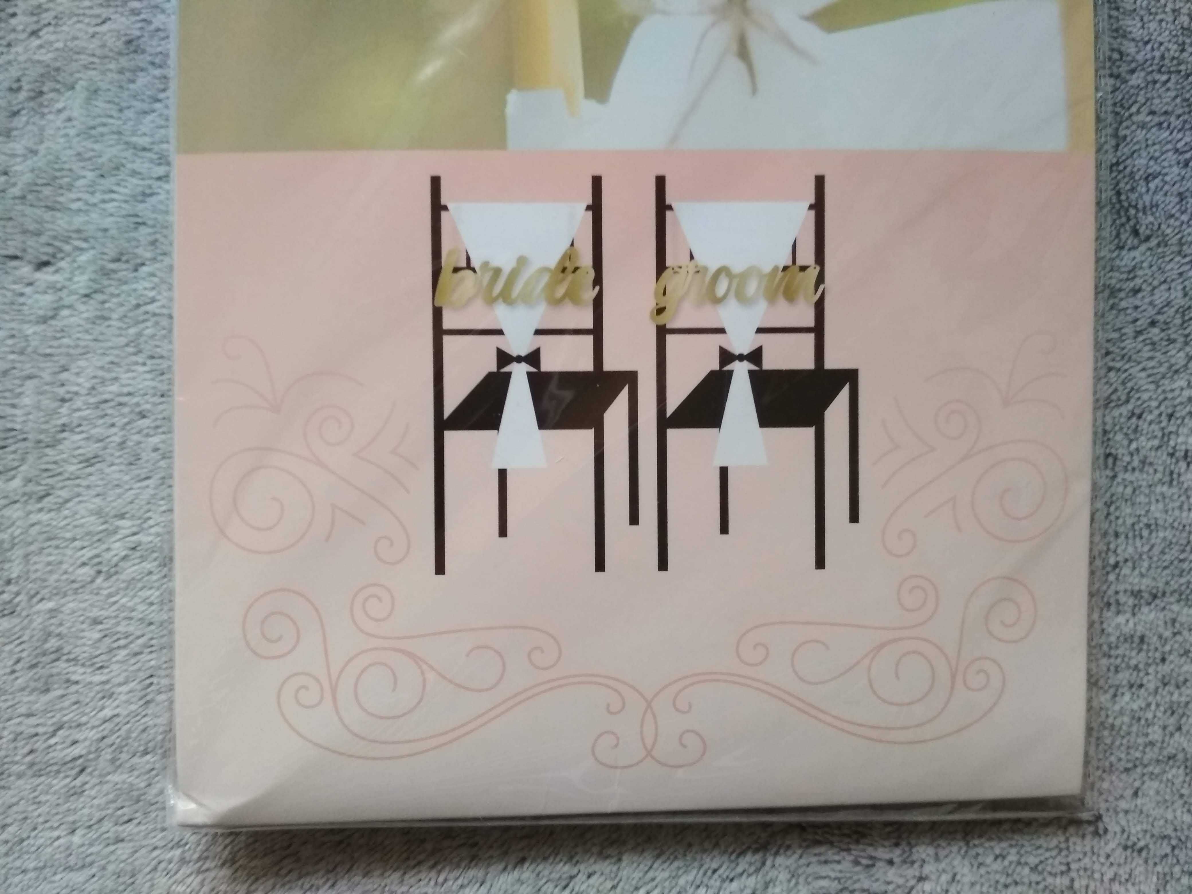 Zawieszki/dekoracja na krzesła BRIDE/GROOM z tiulem (NOWE)